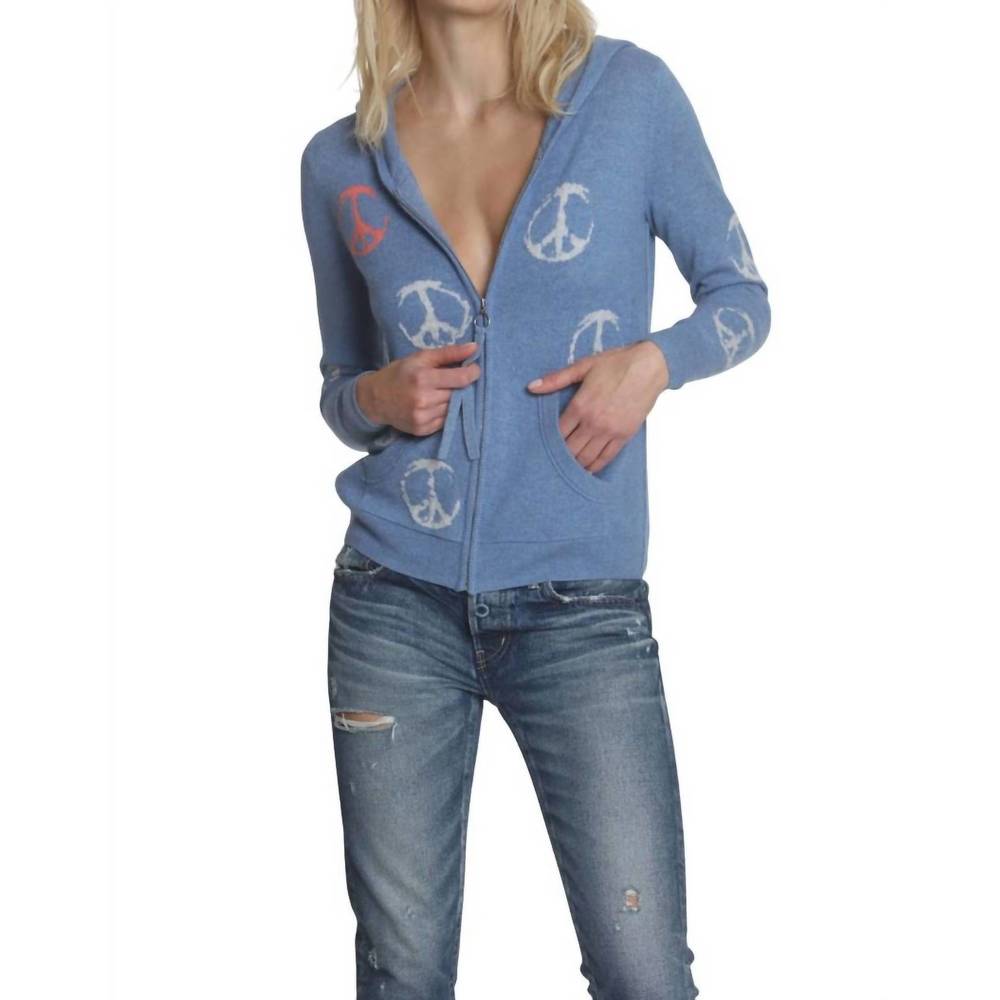 NEW LABEL+THREAD peace out hoodie in denim